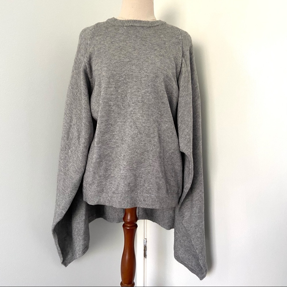 Calvin Klein M poncho cape cloak grey jumper knit - Picture 3 of 13